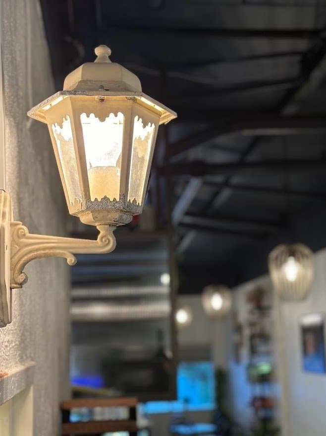 Vintage lantern at the entrance